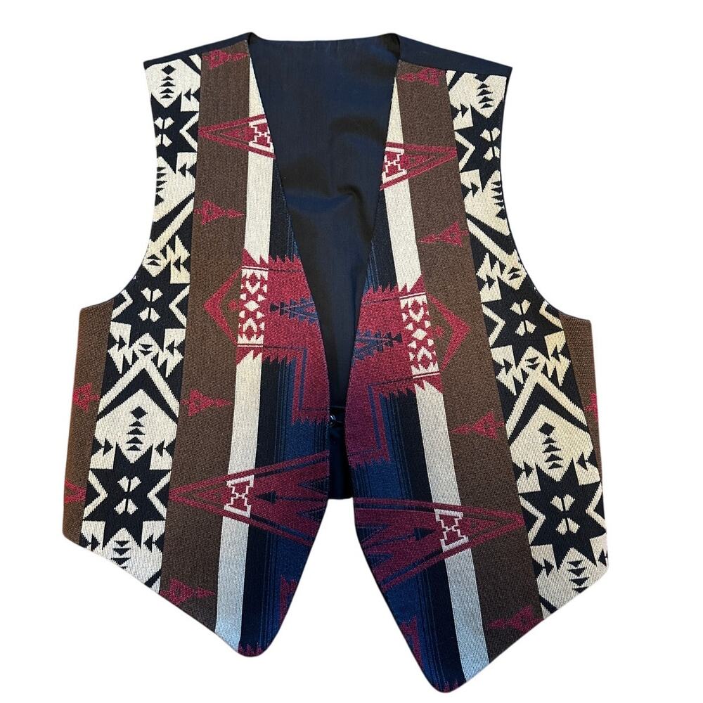 Vintage Southwestern Tribal Tapestry Vest – Aztec Pattern – Size S/M